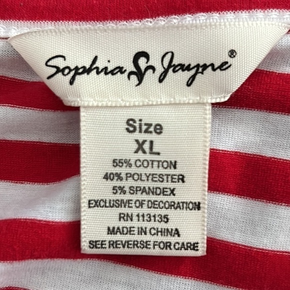 Sophia & Jane Cool Sequin Sparkle Reindeer Striped Top Size XL - Picture 6 of 6